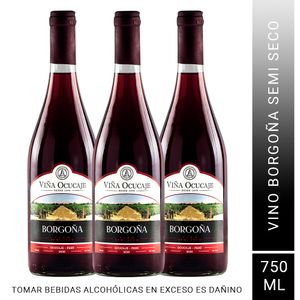 Pack X3 Vino Borgoña Ocucaje 750 Ml