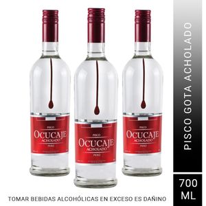 Pack x3 Pisco Gota Ocucaje Acholado X 700 ml