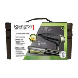 Combo Remington Secadora de Cabello y Plancha Alisadora Shine Therapy Palta