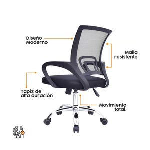 Sillla de oficina ATLANTIS ergonomica giratoria con malla mesh - color negro