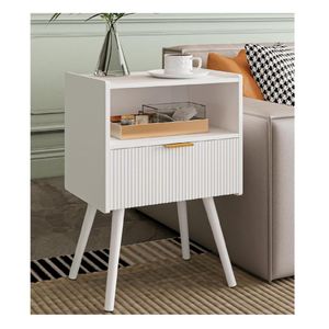 Mesa Moderna Ranurada Sofi color Blanco 1 cajón TU MESITA