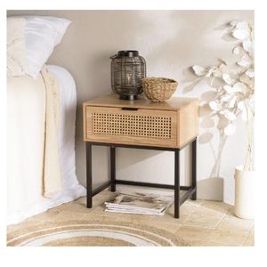 Mesa de Noche Borgias con Rejilla en Ratán color Rovere 1 cajón TU MESITA