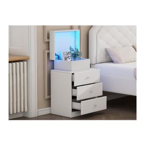 Velador Luz LED Maxi color Blanco 3 cajones  con Espejo TU MESITA