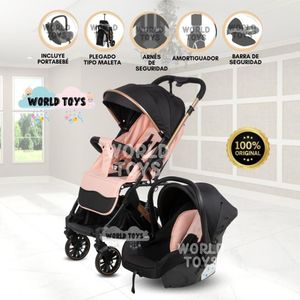Coche Maleta de Lujo Para Bebé «J' SPARROW» con Portabebé Rosa
