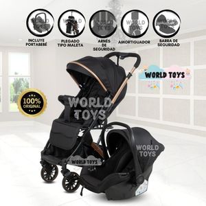 Coche Maleta de Lujo Para Bebé «J' SPARROW» con Portabebé Negro