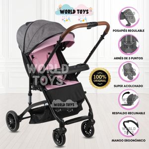 Coche de Paseo para Bebé «ANDALE» con Mango Reversible Rosa