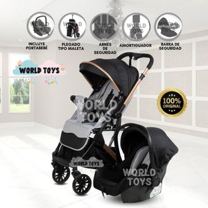 Coche Maleta de Lujo Para Bebé «J' SPARROW» con Portabebé Gris