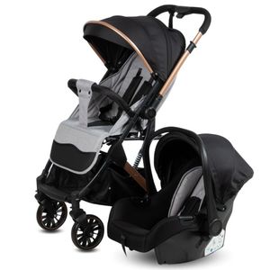 Coche Maleta de Lujo Para Bebé «J' SPARROW» con Portabebé Gris