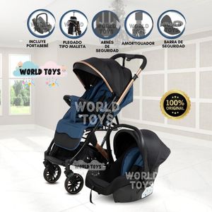 Coche Maleta de Lujo Para Bebé «J' SPARROW» con Portabebé Azul