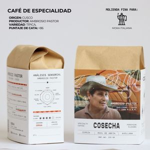 Cafe Especialidad molido fino Cosecha  Cusco  Ambrosio Pastor