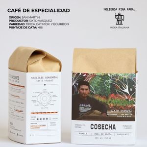 Cafe Especialidad molido fino Cosecha  San Martin  Sixto Vasquez