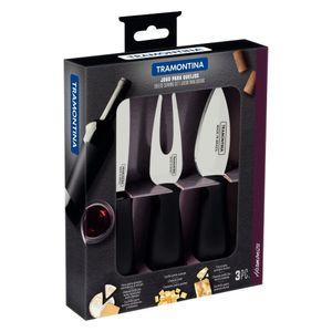 Juego para Quesos Tramontina Harmoniza con Acero Inoxidable Negro 23498018