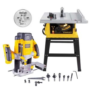 Combo Sierra de Mesa 10" 1800w + Ruteadora 1200w Stanley SST1801-B2/Srr1200-b2
