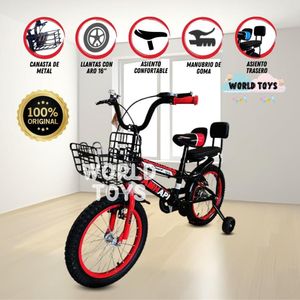 Bicicleta Aro 16' Amhappy con Canasto Rojo