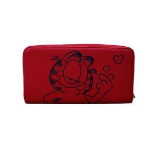 Billetera Garfield Premium con Cierre y Asa Rojo