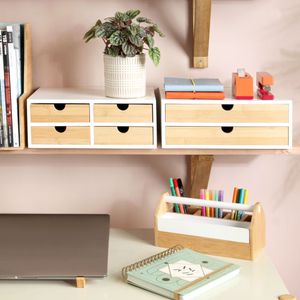 Cajonera MDF y Bambú 2 Cajones 33x25x12,5