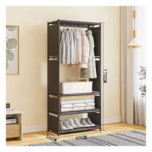 Ropero Armario Closet Perchero Organizador Ropa 1 Cuerpos Negro 3054