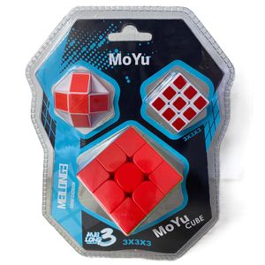 Pack x3 Cubos de Rubik MoYu 3x3 + Serpiente de Rubik