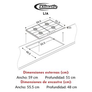 Cocina Encimera Empotrable Lia Klimatic 60cm
