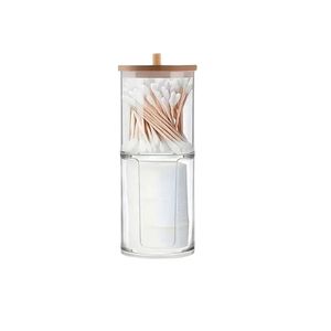 Organizador de acrilico  Porta algodones Bambú Pack x 2