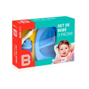 Vajilla Bebe termica Basa Pdivision+Vaso+Cubierto Celeste