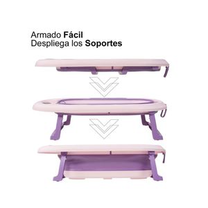 Bañera Plegable  Rosado con Termómetro y Ballenita Bebé