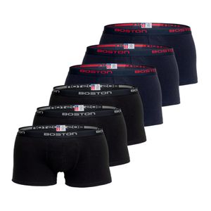 Pack X 6 Boxer Corto Rib Licrado Boston 3 Negro Y 3 Marino