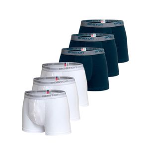 Pack X 6 Boxer Corto Rib Licrado Boston 3 Acero Y 3 Blanco