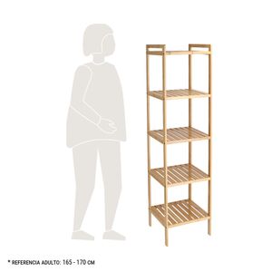 Repisa MDF y Madera Bambú Alta 5 bandejas 33x34x140 cm