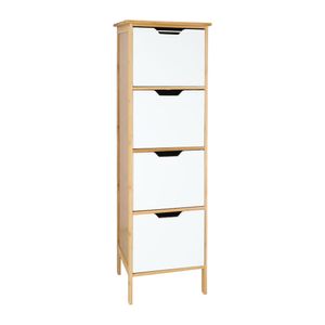 Mueble MDF y Madera Bambú Cajón 4 niveles 32x32x110 cm