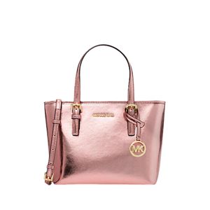 Cartera Doble Asa MICHAEL KORS XS Metallic Top-Zip Tote Bag - Rosa
