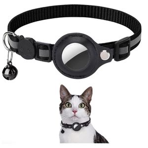 Collar con Airtag gps Incluido para Perro Gato Bluetooth Campana Negro