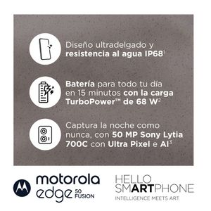 Smartphone MOTOROLA Edge 50 Fusion 6.7" 8GB 256GB 50MP+13MP Azul Ártico