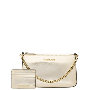 Set de Regalo Michel Kors Cartera de hombro con tarjetero Dorado Metalico