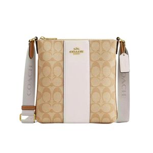 Cartera Crossbody COACH Mini Rowan Stripe Light Khaki