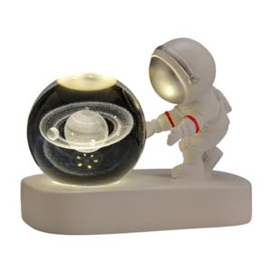 Lámpara de Resina Modelo Astronauta Con Esfera 3D de Luz Led Cálida Saturno  654ASA02