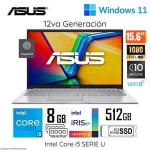 Laptop Asus Vivobook I5 1235U 8gb 512gb 15.6 FHD Window 11 Plata