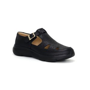 Sandalias De Cuero Para  Mujer KA24Q4-F002 Negro