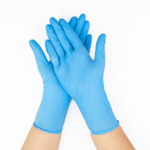 Guantes De Nitrilo Descartables Celestes Talla M Caja 100 Und