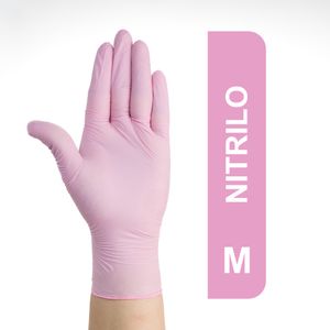 Guantes De Nitrilo Descartables Rosados Talla M Caja 100 Und