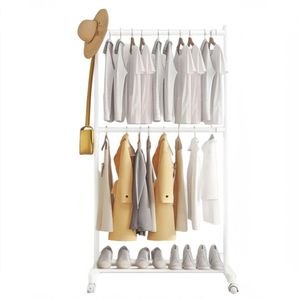 Colgador Organizador de Ropa y Zapatos 2 Niveles 180x80x42cm Blanco