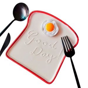 Set de 2 Vajillas Plato para Desayuno Forma de Tostada