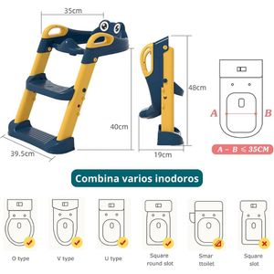 Adaptador de Baño y Escalera Portátil para Niños Azul