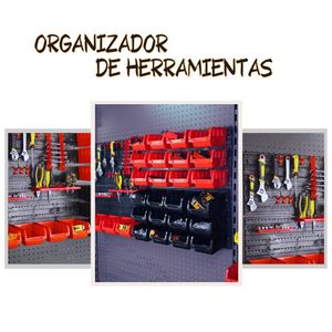 Organizador De Herramientas De Pared Negro con Rojo