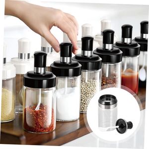 Set de 2 Condimenteros Especieros Frasco de Vidrio con Cuchara