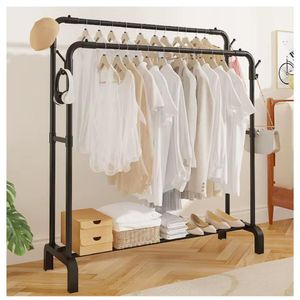 Colgador Perchero Organizador de Ropa con Doble Barra 150x120x44cm Negro