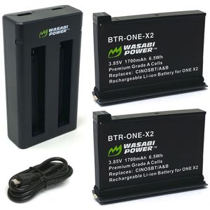 Batería Recargable Wasabi Power 2-Pack con Kit de Cargador Doble para Insta360 ONE X2 - 2 Baterías d