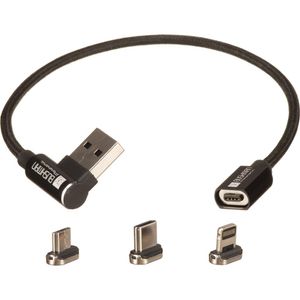 BUSHMAN Cable Mágico Panorámico Intercambiable (7.9") - Conectores Magnéticos, USB Tipo-A 90°, Sopor
