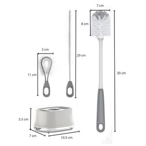 Set de 3 Cepillos de Limpieza para Botellas con Soporte