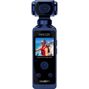 Minolta MN4KP1 UHD 4K Camcorder Compacto (Azul) con Sensor de Imagen CMOS de 8MP, Grabación de Video